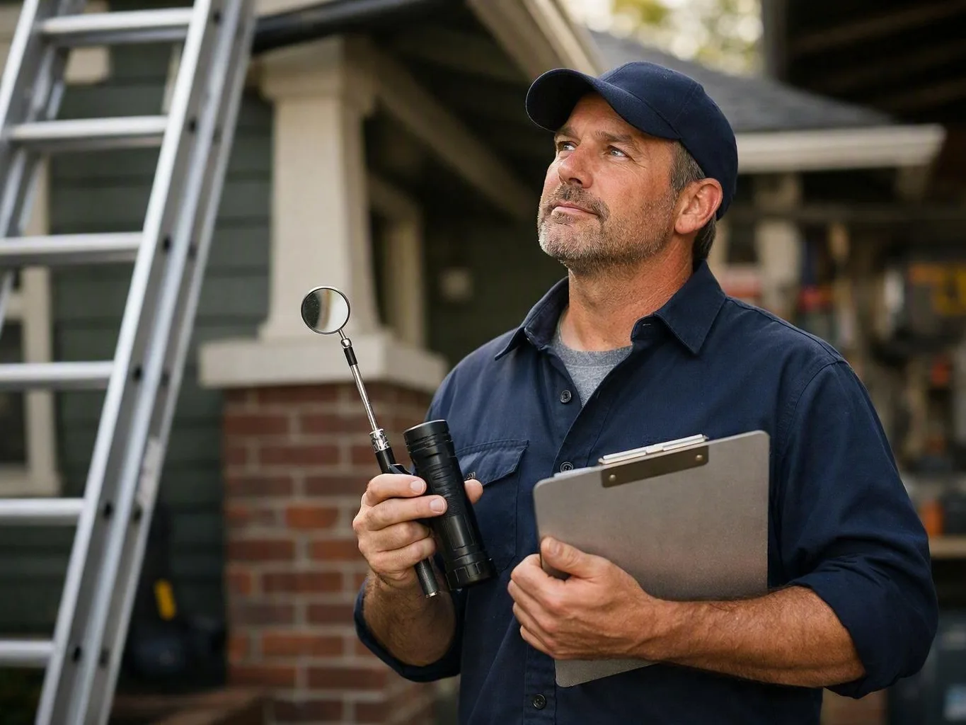 Gutter crew installing downspouts at a Collierville home