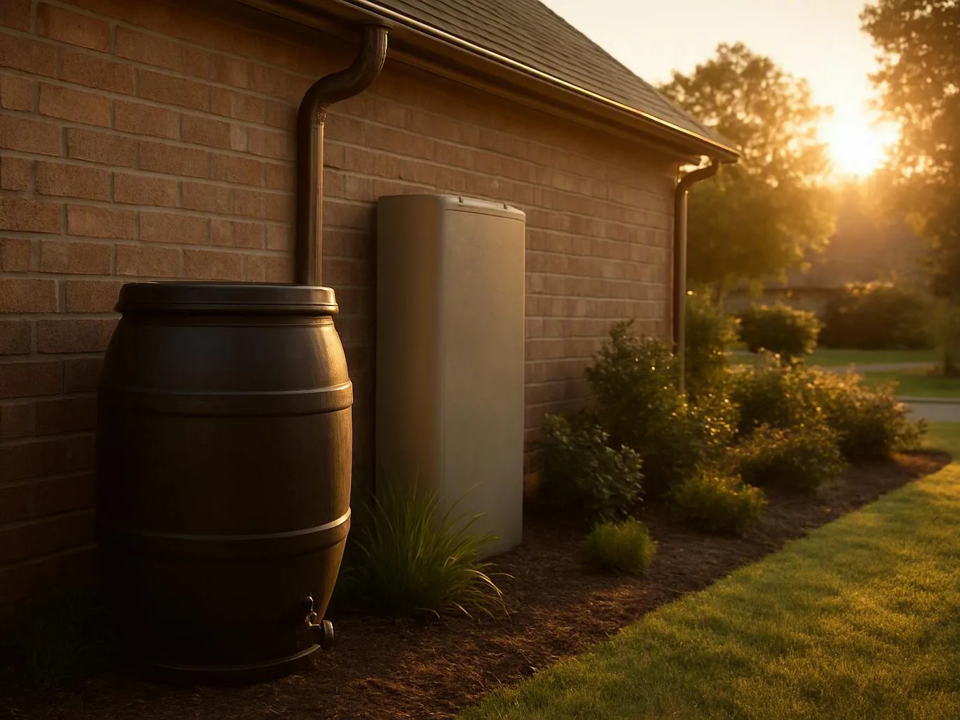 Gutter-Connected Cistern and Rain Barrel Systems